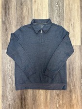 Croft Barrow Men's Gray Easy Care 1/4 Zip Mock Neck Fleece Sweatshirt, L