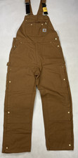 Carhartt Duck Bib Overall Double Knee Carpenter Men Size 36 x 32 Brown R37 BRN