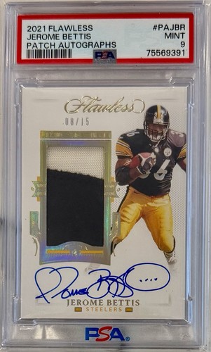 2021 Panini Flawless Jerome Bettis Game Used Patch Auto /15 PSA 9 Steelers