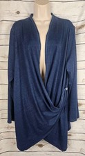 Pure J Jill Indigo Blue Stretch Knit Draped Jacket XL Womens Lyocell Blend