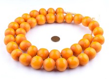 Tangerine Kenya Amber Resin Beads 24mm African Orange Round Large Hole Handmade