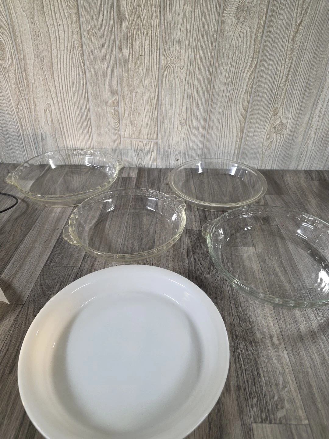 Vintage Lot of 5 Pyrex Milk Clear Deep Pie Serving Baking Plate 210 229 228 209