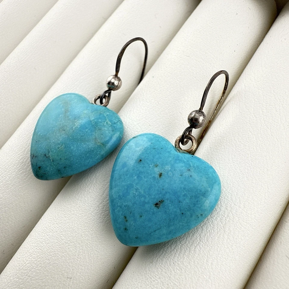 Pendientes Jay King Turquesa Corazón Azul Plata de Ley Colgantes Gota DTR 925 Foto 4 de 4