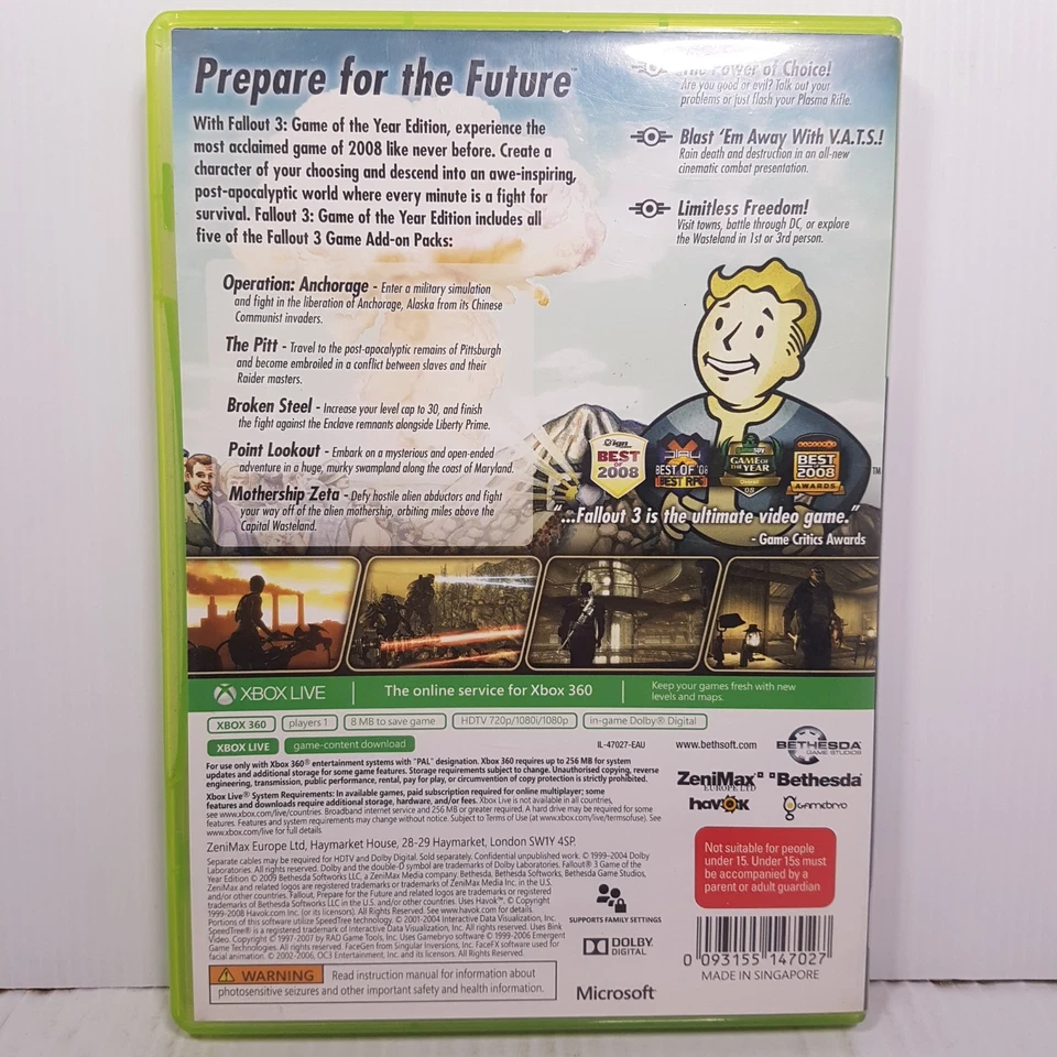 Fallout 3 GOTY edition (2xXbox 360, 2009) complete with  manual Bethesda - Image 2 of 4