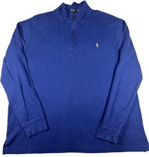 Polo Ralph Lauren Sweater Mens XLT Blue Estate Rib Quarter Zip Pullover