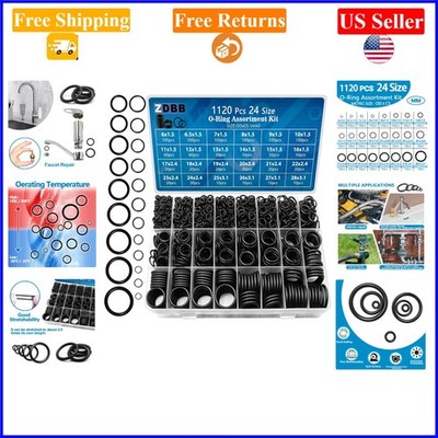 24 Size Rubber O Ring Set, 1120 Pcs Black Assorted Sealing Washers for Auto