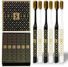 Medium Manual Toothbrush 6 Pack Deep Cleaning Soft Tapered Bristles Sensitive