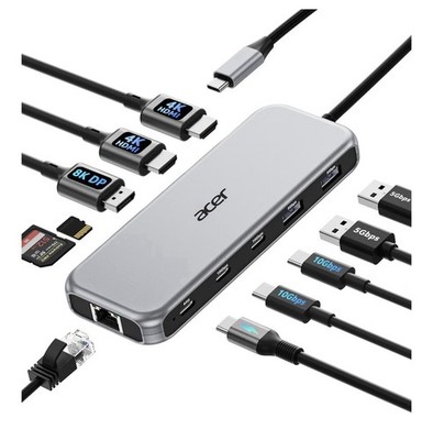 Acer 11-in-1 USB-C Docking Station ODK5A0 HDMI 4k 60Hz Gigabit Ethernet Hub