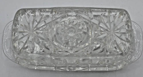 VTG Anchor Hocking Early American Prescut Star of David Covered Butter Dish