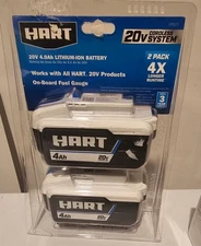 Sealed HART 20V 4.0Ah Lithium-Ion Rechargeable Battery 2-Pack HPB23