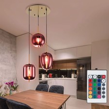 RGB LED Decken Pendel Lampe rauch FERNBEDIENUNG Flur Glas Hänge Leuchte dimmbar