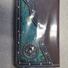 Women s Folding Wallet in Brown Blue Colorway