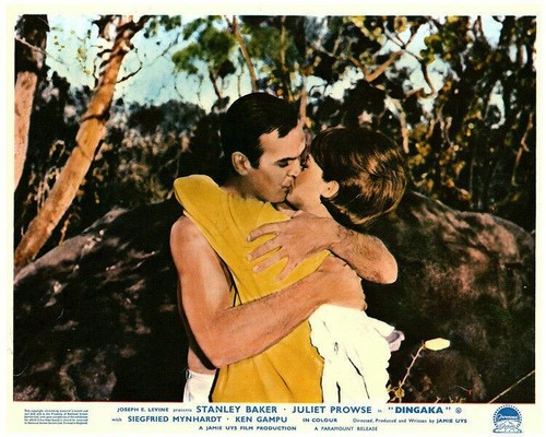 Dingaka Original Lobby Card Stanley Baker Bare Chested Kissing Juliet 