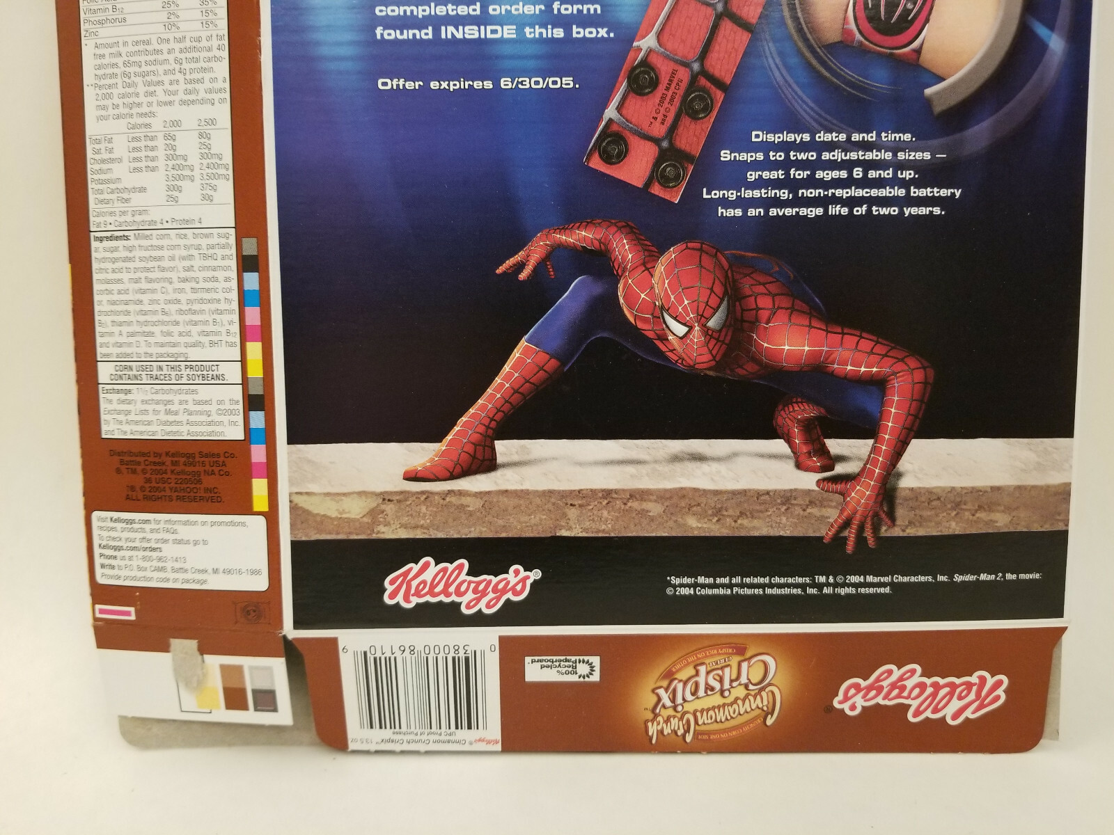 2004 Kellogg's Cinnamon Crunch Crispix Empty Cereal Box Spider-Man Watch  Offer 38000861109 | eBay
