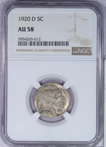 1920-D Buffalo Nickel 5c NGC AU58