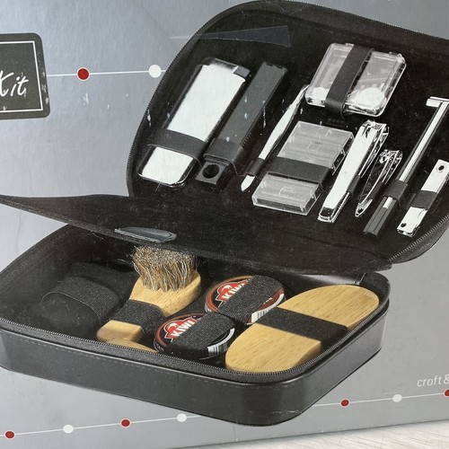 Travel Bag Men's Grooming Clippers, Razor, Shoe Care, Brush, Croft & Barrow New - Picture 13 of 13
