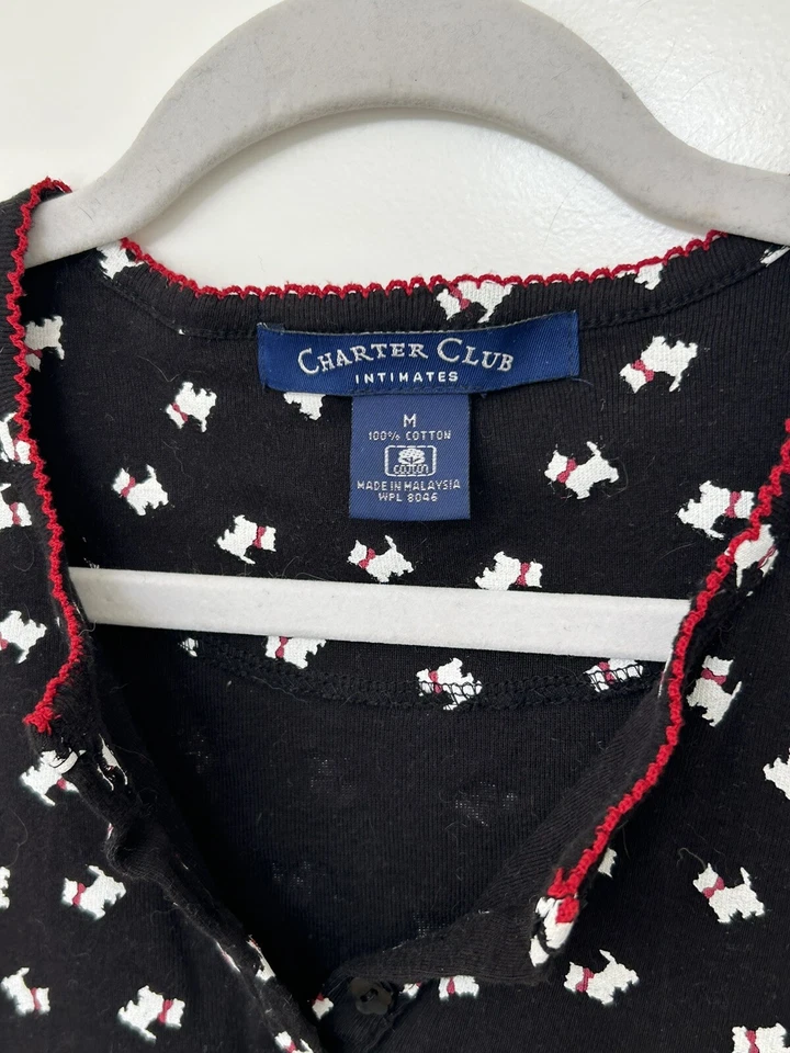 复古 Charter Club Intimates M Scotty 女式短睡衣棉 — 第 3/4 张图片