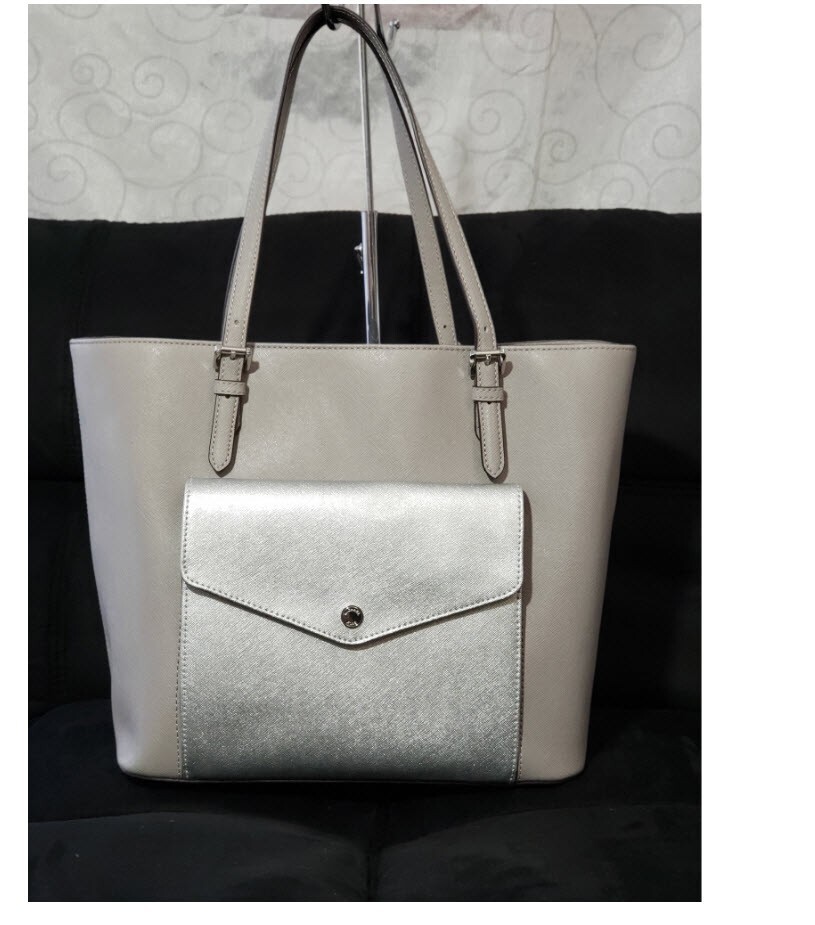 Michael Kors Jet Set Large Pocket Tote Bag Handbag Saffiano 