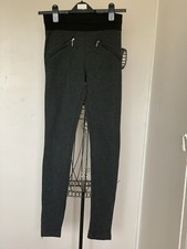 Lady's Grey /Black Stretch Leggings With Front Leg Zips. Size 8