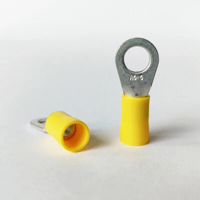 HILPRESS 10 Stück Ringkabelschuhe M6 für 2,5 - 6 mm² gelb Quetsch Ring Kabelschuhe Ösen