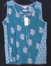 Image of White Stuff Pine Top green printed 100% cotton blouse Size 12 New Tags BNWT