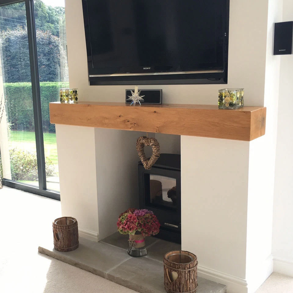 Oak Mantle Beam Fireplace - Lintel Floating Shelf Mantelpiece Wooden Shelf  | eBay