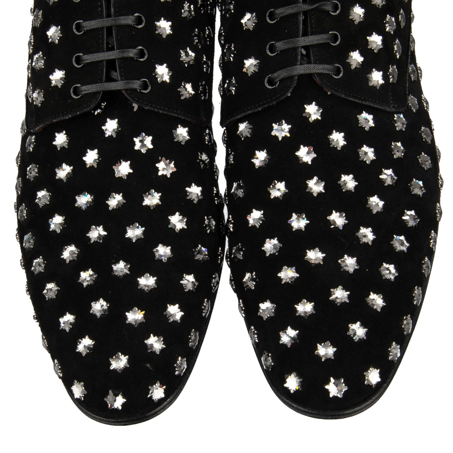 DOLCE & GABBANA Crystal Star Suede Leather Derby Shoes POSITANO Black image 6