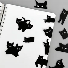 ​Wrapables Magnetic Black Cat Bookmarks, Page Marker, Page Clips (set of 24)
