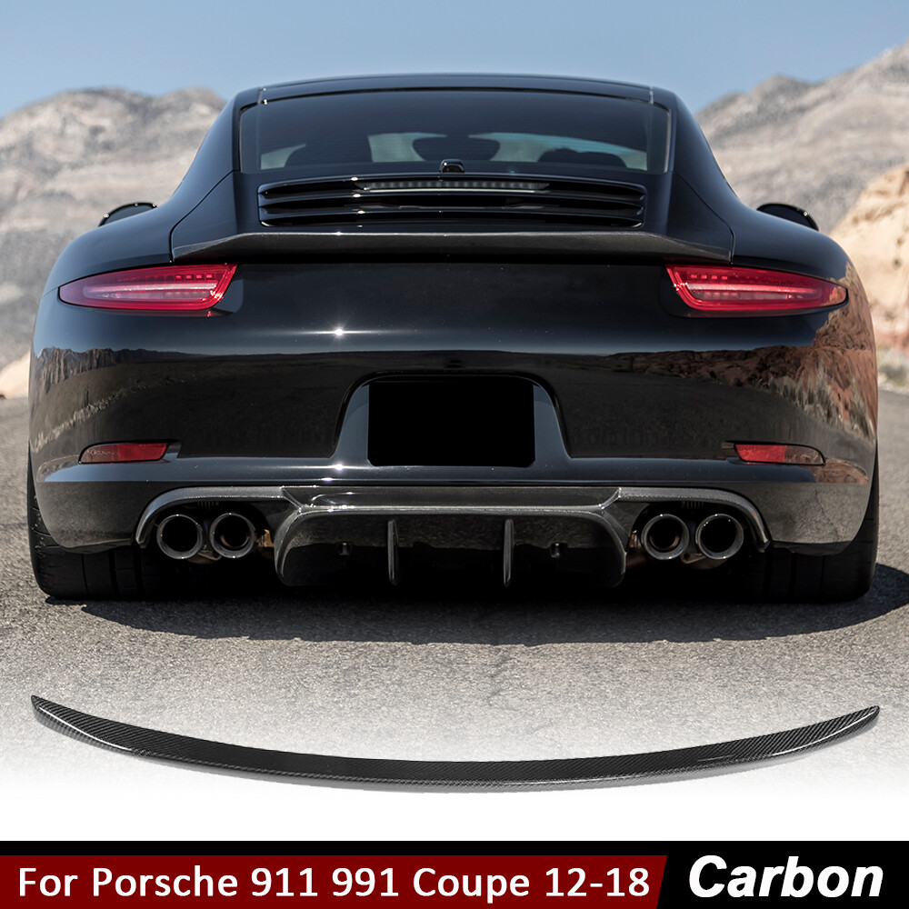 Fit For Porsche 911 991 2012-2018 REAL CARBON FIBER Rear Trunk Spoiler Lip Wing