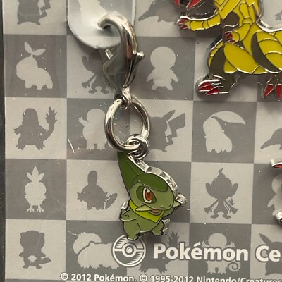 Pokemon Center Axew Fraxure Haxorus Metal Charm Keychain Nintendo