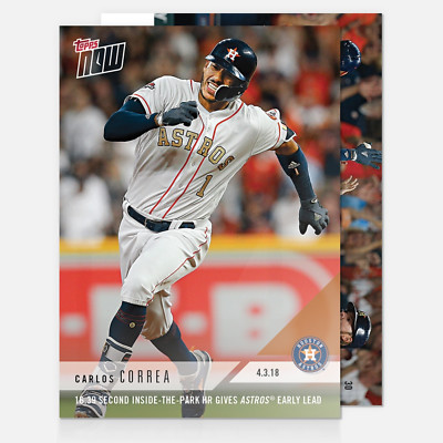 2018 CARLOS CORREA 16.39 SEC INSIDE THE PARK HR TOPPS NOW HOUSTON ASTROS CARD 30
