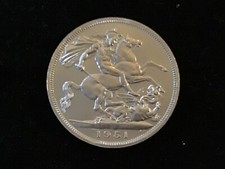 Rare 1951 U K 5 Shilling King George & Dragon Festival Britain Crown 1/4 Pound