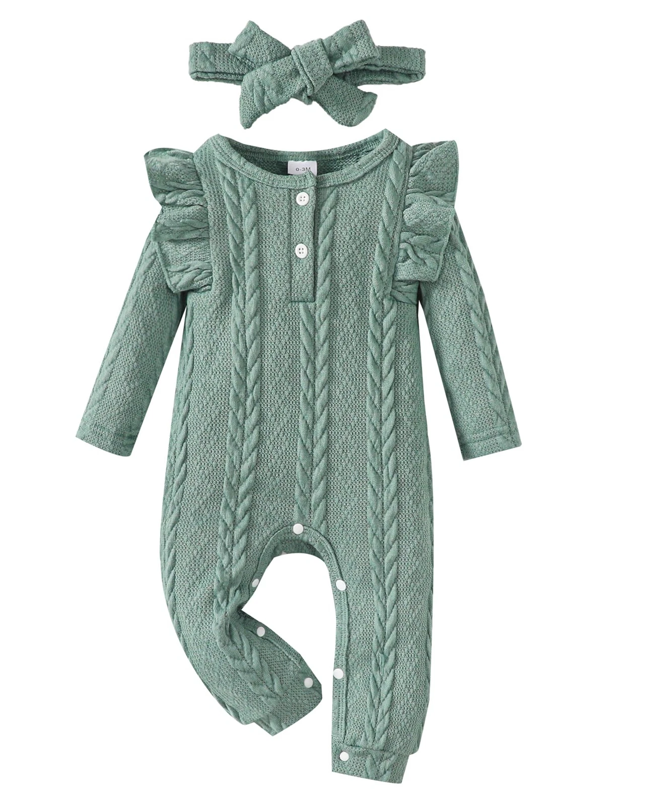 Newborn 0-3 Months Baby Girl Clothes Fall Long Sleeve Romper Infant Green