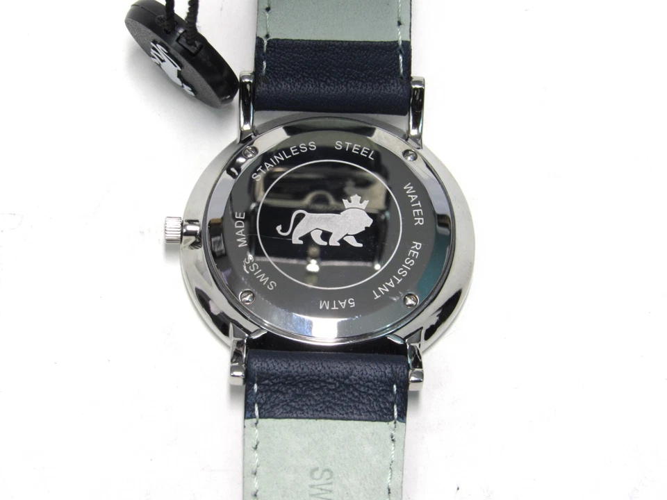 Larsson & Jennings Unisex Lugano Leather Watch - Swiss Made - Navy - Image 3 of 4