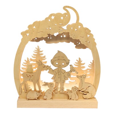 LED Schwibbogen wood design original Erzgebirge handmade Ratags Sandman child