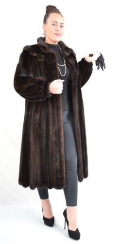 US5170 REAL BLACKGLAMA MINK FUR COAT RANCH MINK WAVY HEM SIZE L - NERZMANTEL - Picture 9 of 23