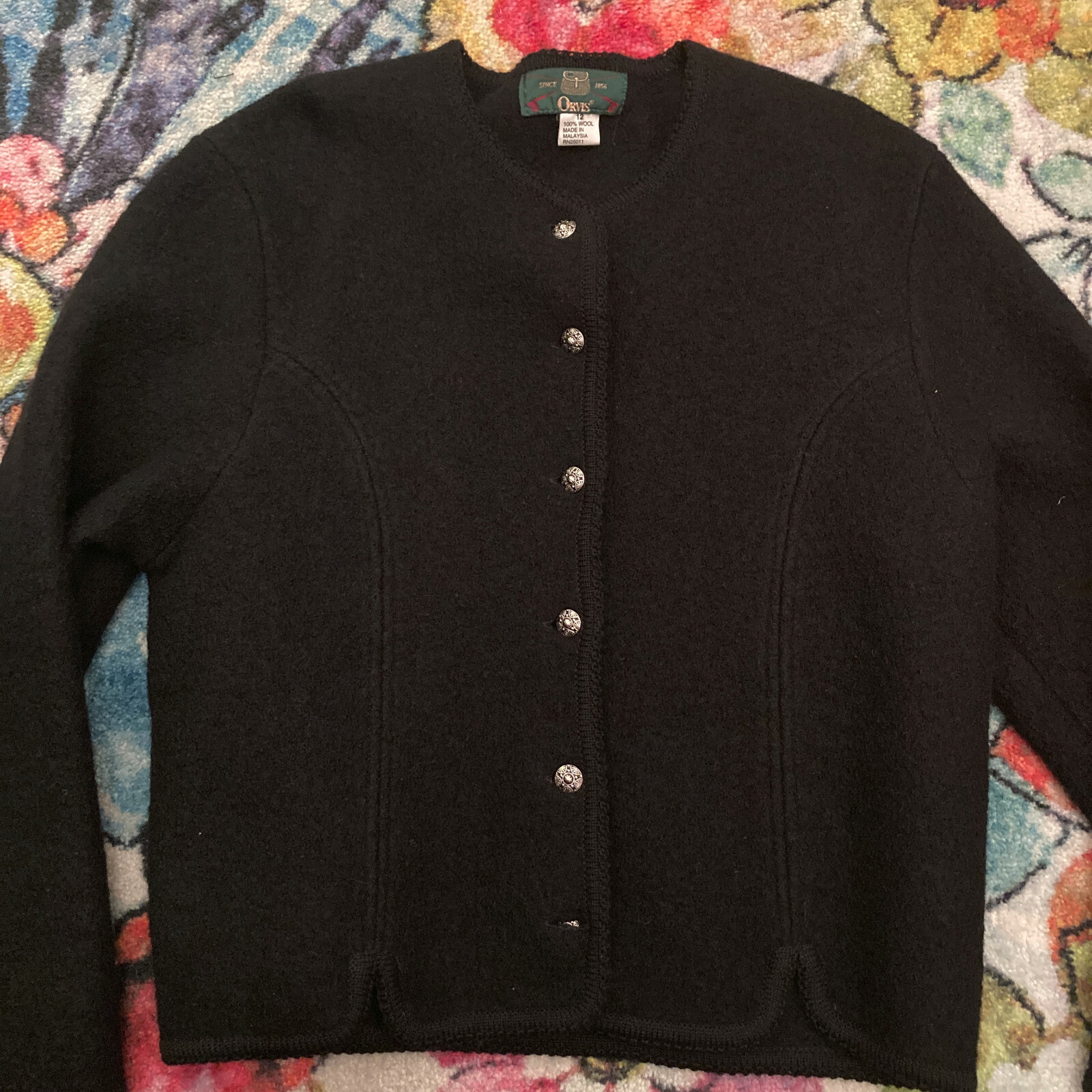 ORVIS Women's Boiled Wool Sweater BLACK 