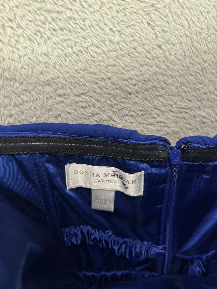 Nuevo con etiquetas Vestido Formal Donna Morgan Vestido Sin Tirantes Para Mujer 12 Azul Real Gasa Foto 4 de 4