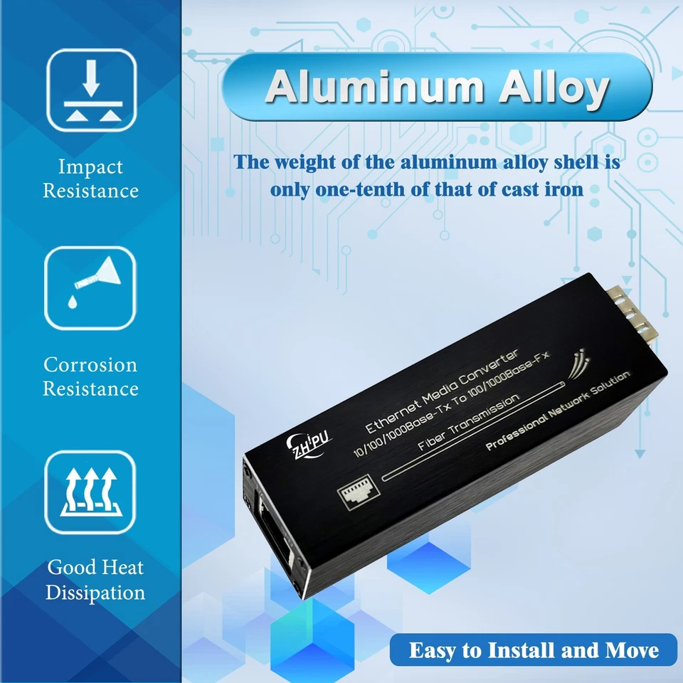 Mini Gigabit Fiber Media Converter 10/100/1000Mbps Ethernet with SFP &SC Module - Image 2 of 4