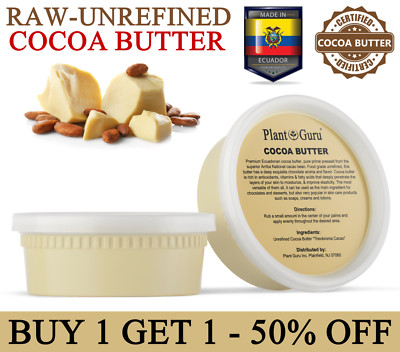Raw Cocoa Butter 8 oz. 100% Pure Natural Unrefined Organic FOOD GRADE Cacao Bean