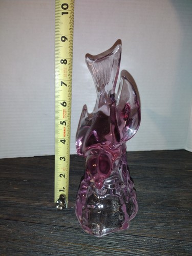 L.E. Smith Vogel im Flug Vintage Glas Figur Rosa Top Zustand - Bild 10 von 10