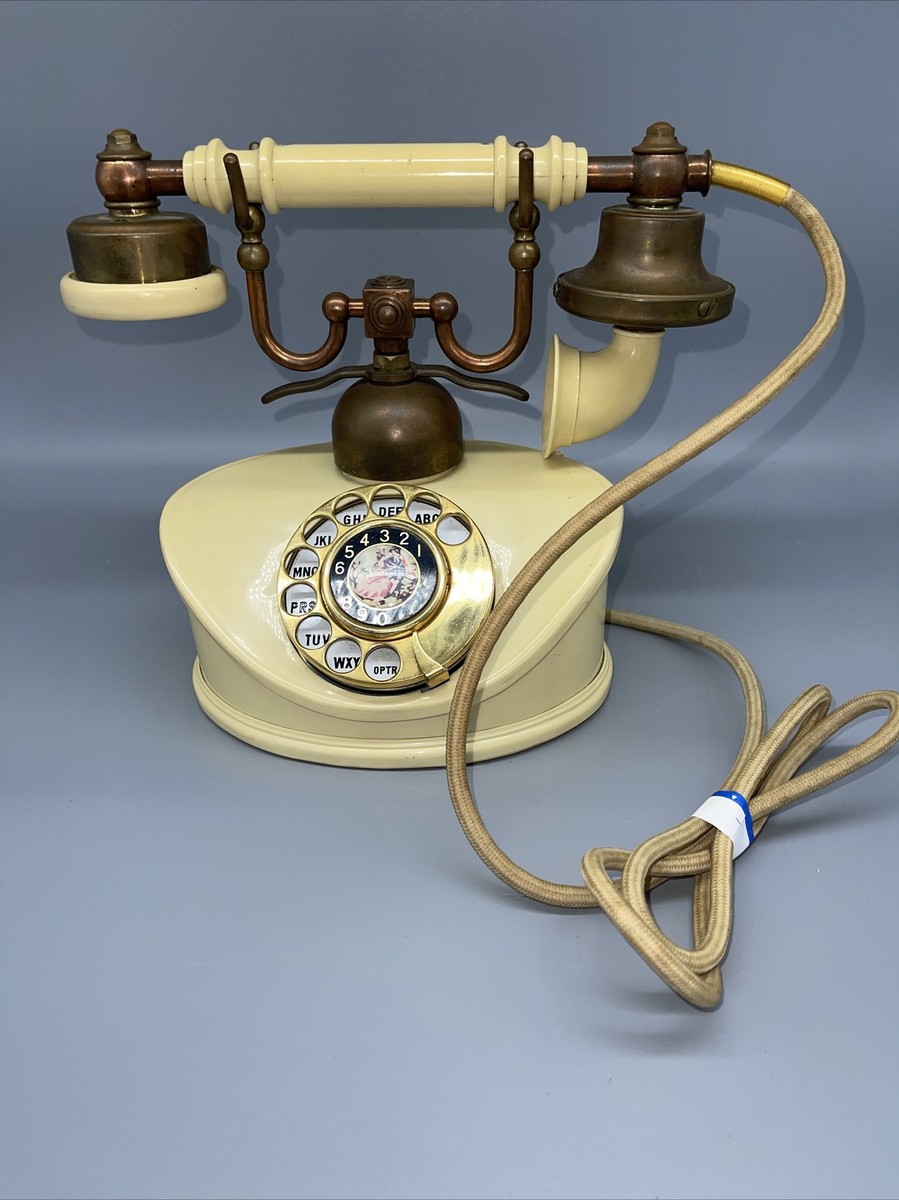 Vtg Regal French Rotary Telephone Phone Cream Copper Teleconcepts