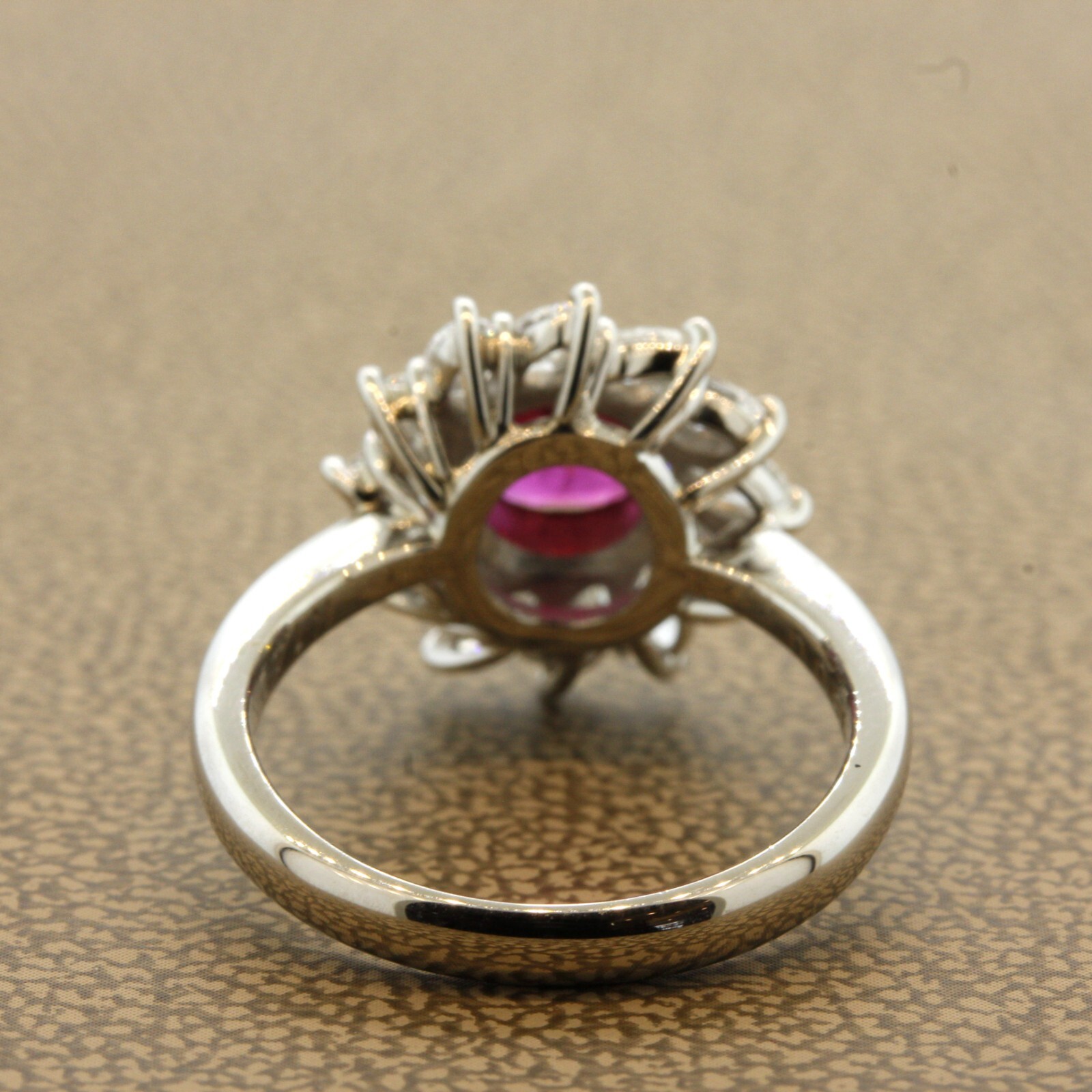 Ruby Diamond Sunburst Platinum Ring - image 3
