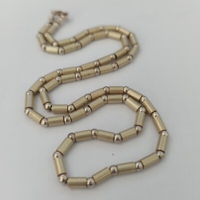 Me's Silver Tube Necklace Men Pipe Unisex Sterling 925 Minimalist Modernist Gift