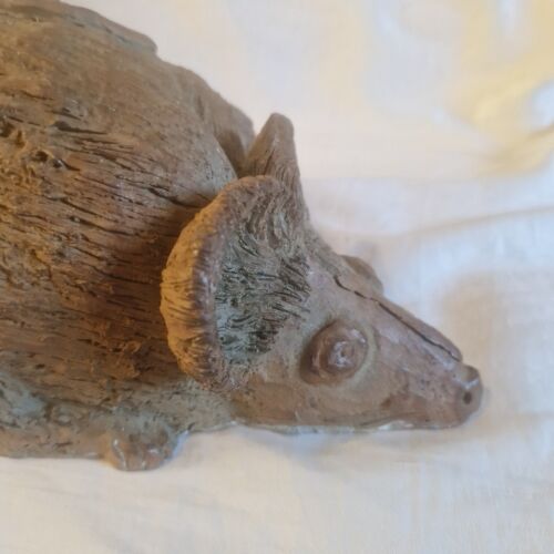 Unique Studio Art Pottery Large Mouse Cheese Dish Board Brown Stoneware Handmade - Picture 11 of 13
