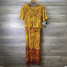 New VTG Phool Boho Chic Orange Sleeveless Dress W/Detachable Jacket Sz Medium