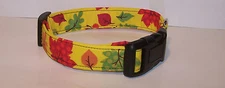 Wet Nose Designs Bright Fall Foliage on Gold Dog Collar Autumn Harvest Leaves