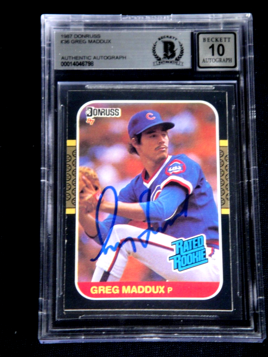 GREG MADDUX 1987 DONRUSS BECKETT GEM 10 MINT SIGNED ROOKIE CARD