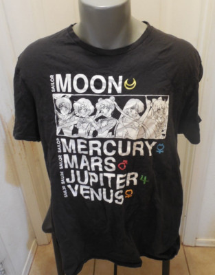 Sailor Moon Shirt LRG Anime Mercury Mars Jupiter Venus Crew Neck Black