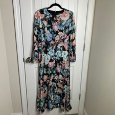 OPT anthropologie Floral Maxi Dress Long Sleeve Black Romantic Spring Dress Sz M